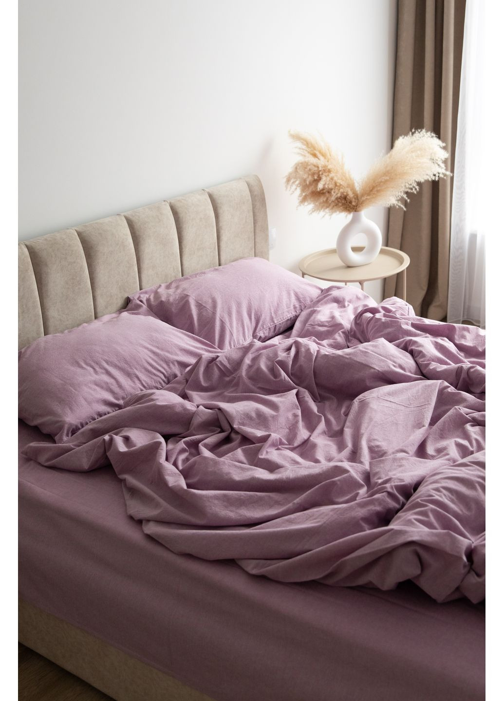 Постільна білизна варена бавовна "Білий" Двоспальний, Простирадло на резинці, наволочки 50х70 IN.HOME_UA (371141816)