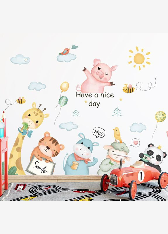 Вінілові наклейки на стіну Тваринки в дитячий садочок (лист 60 х 90 см) Б408-3 No Brand (302241891)