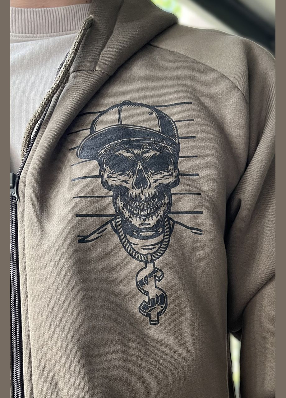 Костюм спортивный мужской ГЛЕБ тринитка с начесом хаки с принтом WANTED BAD BOY шелкография роз.46 4PROFI (304425806)