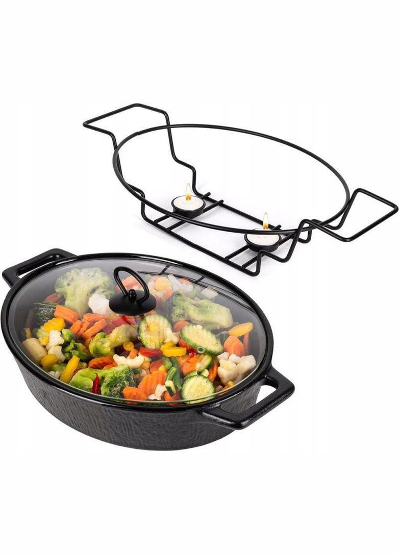 Марміт Golden Heat керамічна форма 3.5л з підставкою та підігрівом, овальна Kamille (365248129)