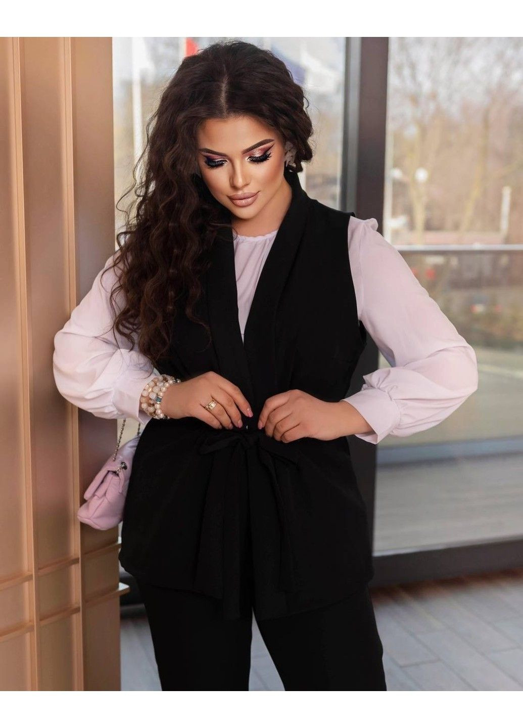 Деловой костюм, брюки + жилет, мод Дк-325, черный, размер 60 No Brand (355469587)