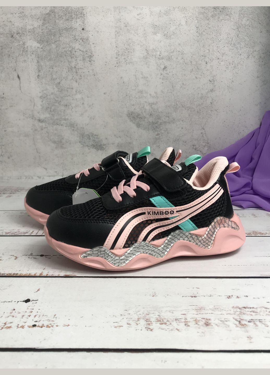 Чорні всесезонні кросівки дитячі для дівчинки kimbo-o чорний (102) Kimboo