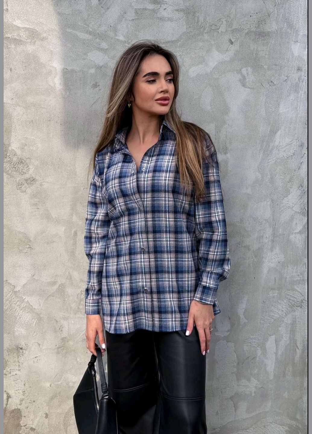 Сорочка жіноча в клітку бавовняна весна- літо Canvas пряма (323490644)