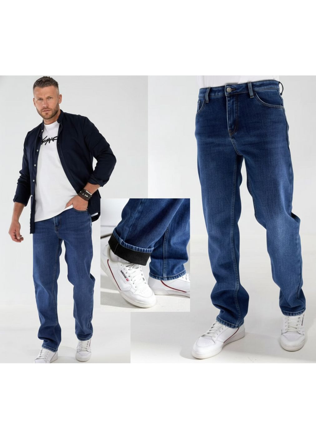 Чоловічі прямі джинси зимові темно-сині Vingvgs (371804321)
