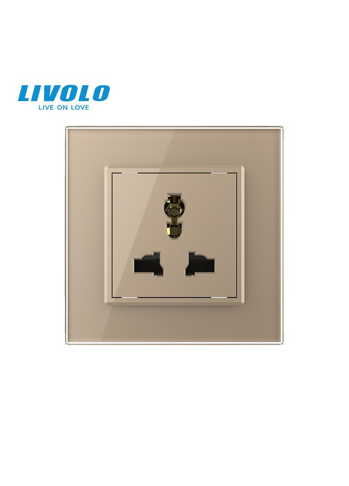 Розетка універсальна 12 стандартів в 1 золото скло (VL-C7C1C-13) Livolo (370971476)