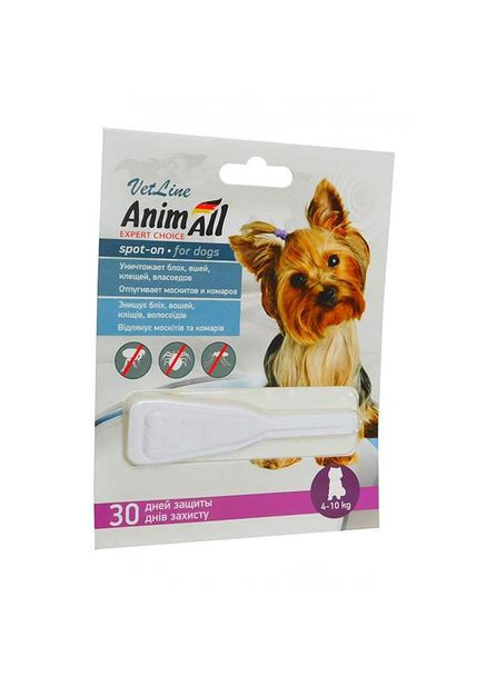 Капли против блох и клещей VetLine spoton для собак 4-10 кг 2 мл 60882 (4820150201920 / 2000981100377) AnimAll (279565421)