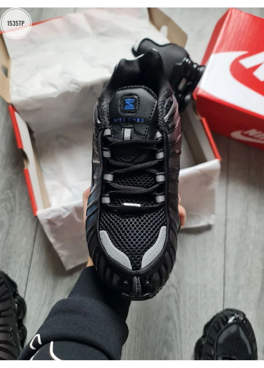 Черные летние кроссовки nike shox tl black/blue найк шокс тл No Brand