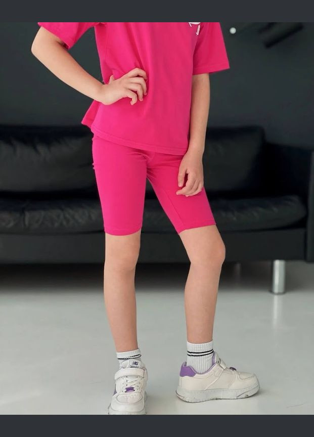 Малиновый летний комплект для девочки (футболка+велосипедки) hc (h001-6420-036-33) No Brand