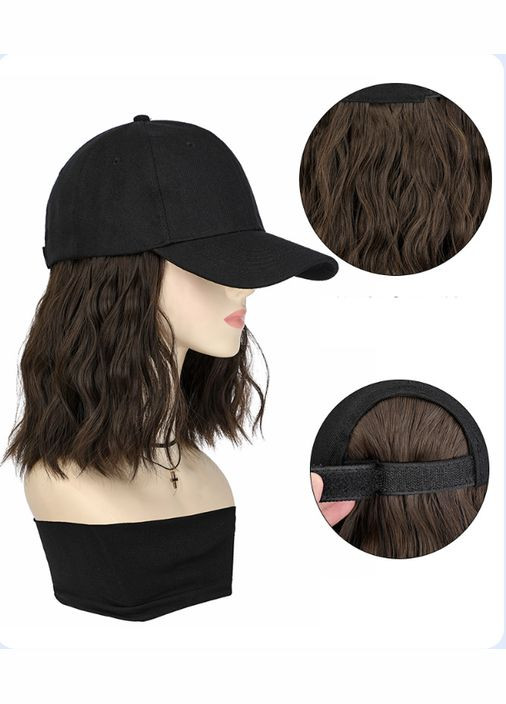 Кепка з хвилястим волоссям каре чорний колір волосся No Brand (314517354)