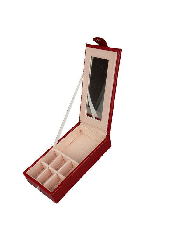 Скринька SP-01130 Red для прикрас і ювелірних виробів із дзеркалом на замку з ключем 5 шт. Casegrace (356499444)