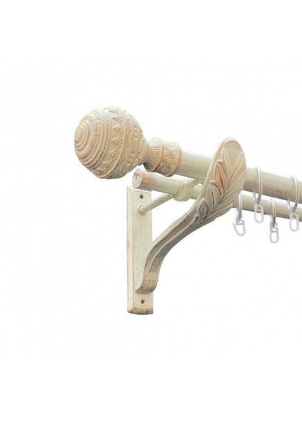 Карниз для штор Арабеска металлический двухрядный ретро гладкая труба кольцо металлическое Белое золото масло 25\19 мм 200 см ORVIT (299335010)