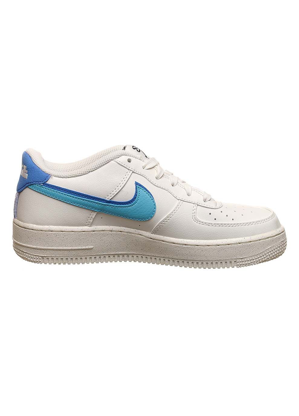 Женские Кроссовки Air Force 1 Lv8 Gs Белый Голубой Nike комбинированные демисезоны (367592320)