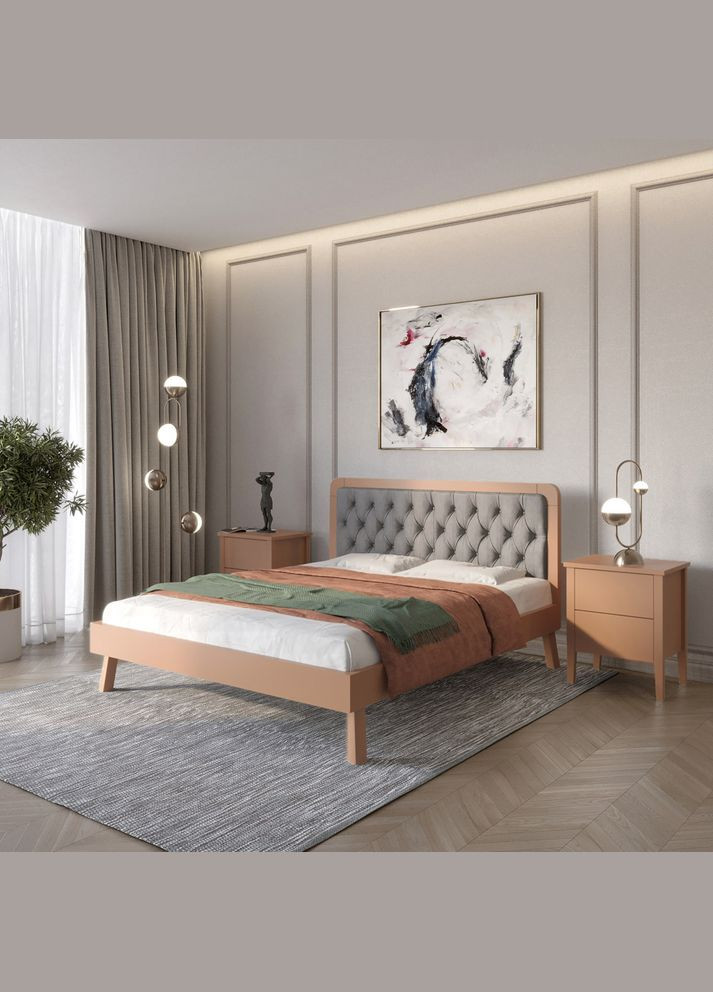 Полуторная деревянная кровать Токио (RAL8025)/Аляска 93 (Серый) 120х190 см (MBG-4890) Mebigrand (366085837)