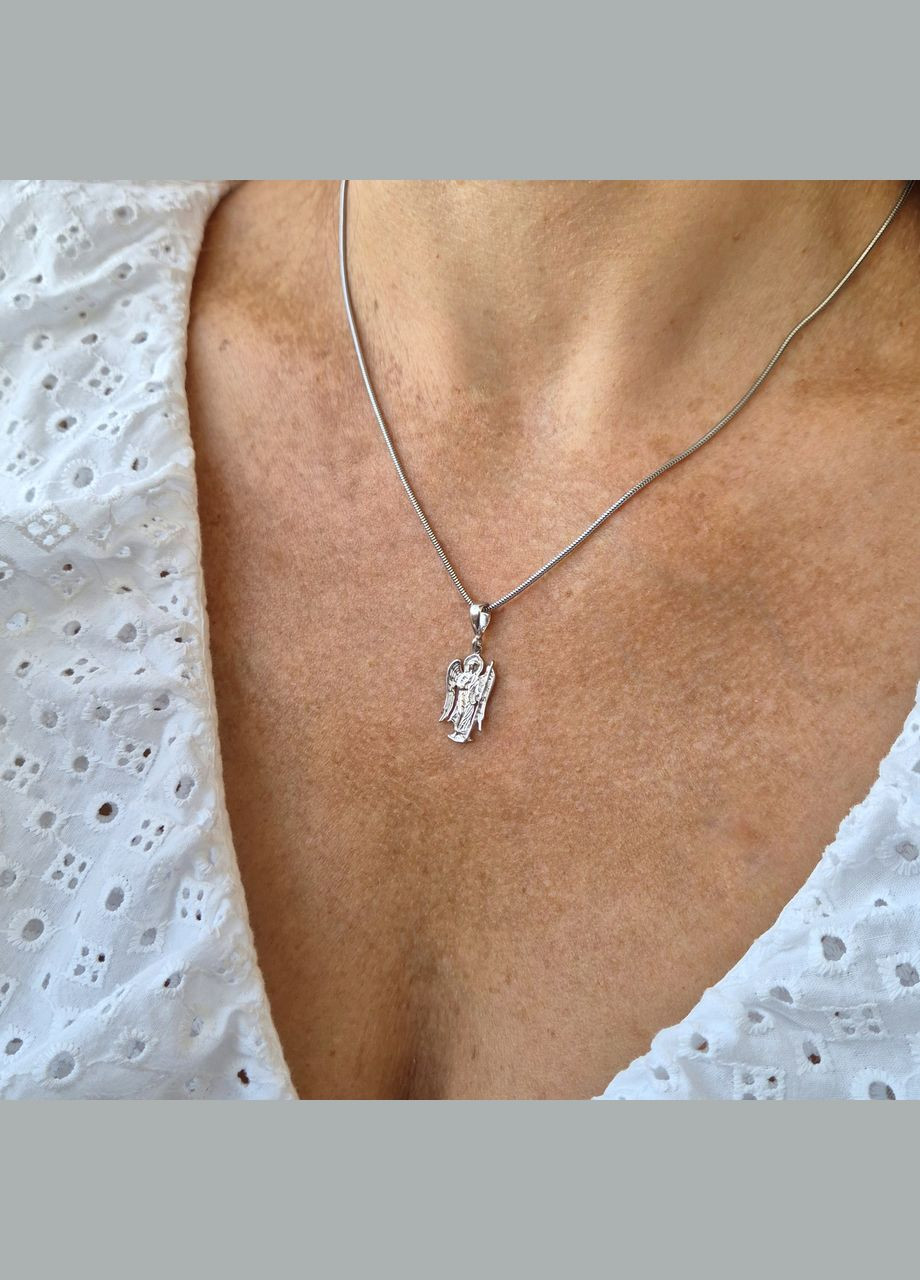 Срібна ладанка підвіска кулон Янгол Охоронець срібло 925 проби Родоване п2/011 1.30г No Brand (306743192)