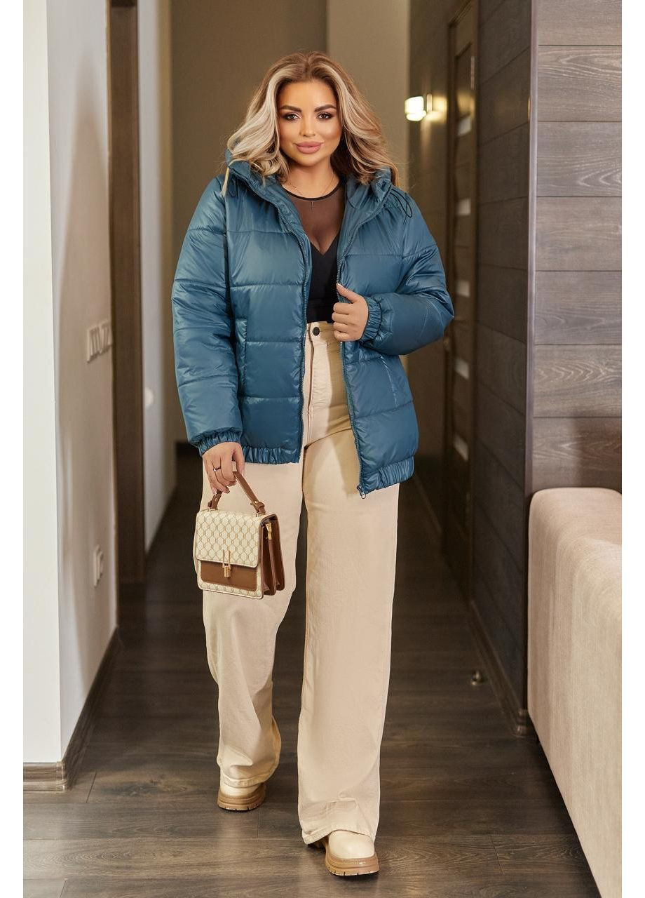 Морської хвилі зимня жіноча куртка з плащової тканини «лаке» No Brand