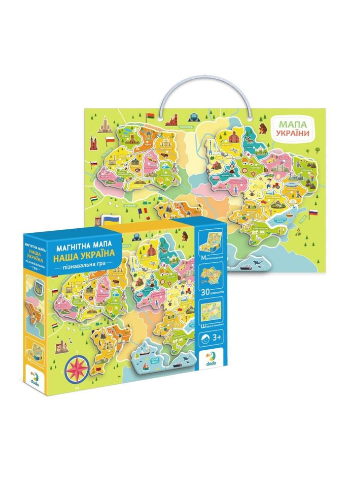 Развивающая игра "Магнитная карта Украины" 200268 30 магнитных элементов DoDo Toys (364847769)