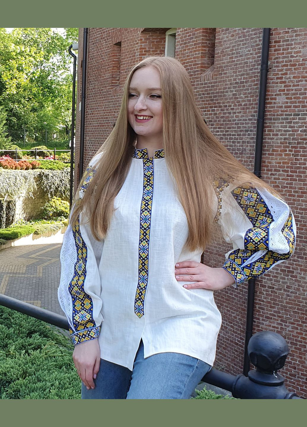 Біла вишита сорочка м-180кл від виробника Бабусина скриня візерунок геометричний пряма льон (307497336)