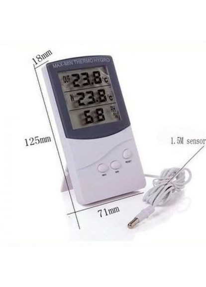 Термометр гігрометр ТА318 з виносним датчиком довжина 140 см білий UKC (363329725)