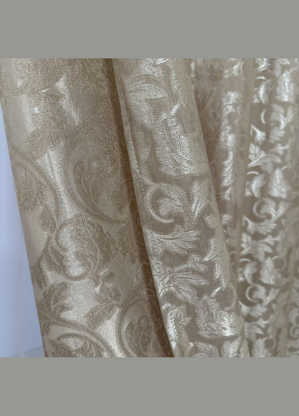 Комплект готові жакардові штори "Севілья" бежевого кольору з квітковим візерунком 2шт 1.5×2.7м. No Brand (345557623)