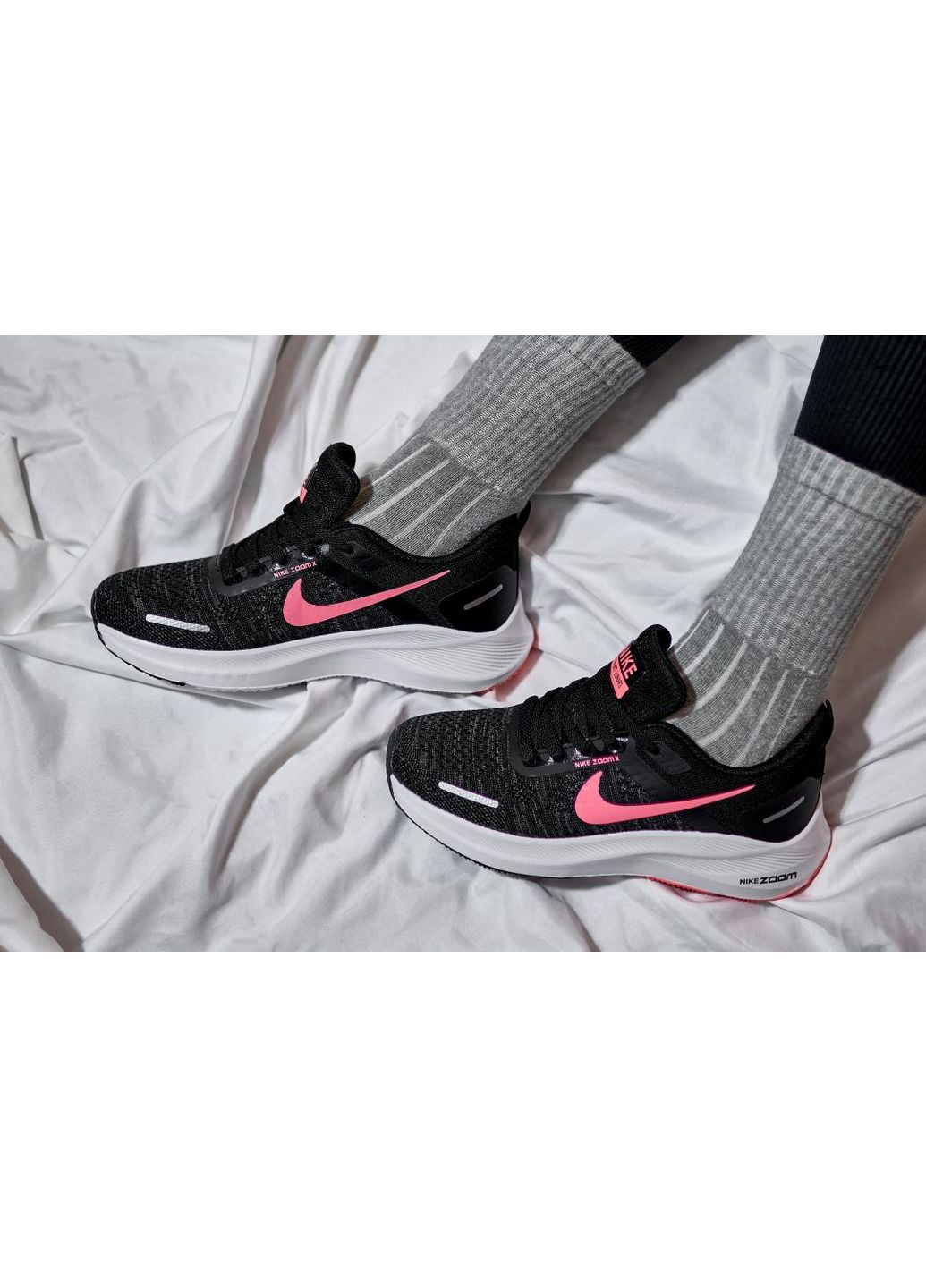 КРОСІВКИ ЖІНОЧІ NIKE ZOOM X BLACK WHITE PINK НАЙК АІР ЗУМ No Brand рожеві демісезони (368885200)