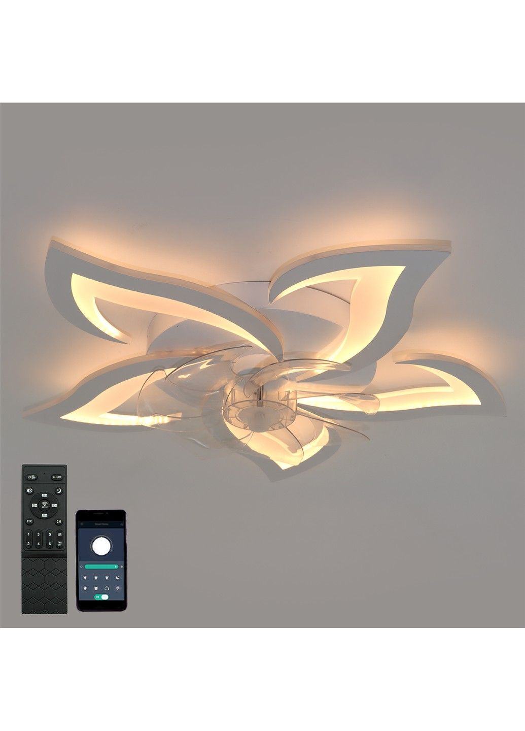Смарт люстра з вентилятором керована світлодіодна FAN ELLA 72 Вт + 18 Вт 680x120 мм ESLLSE (352261266)