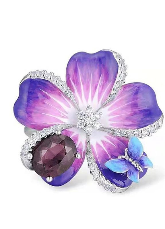 Кольцо женское элегантное фиолетоворозовый персиковый цветок р 20 Fashion Jewelry (285780983)