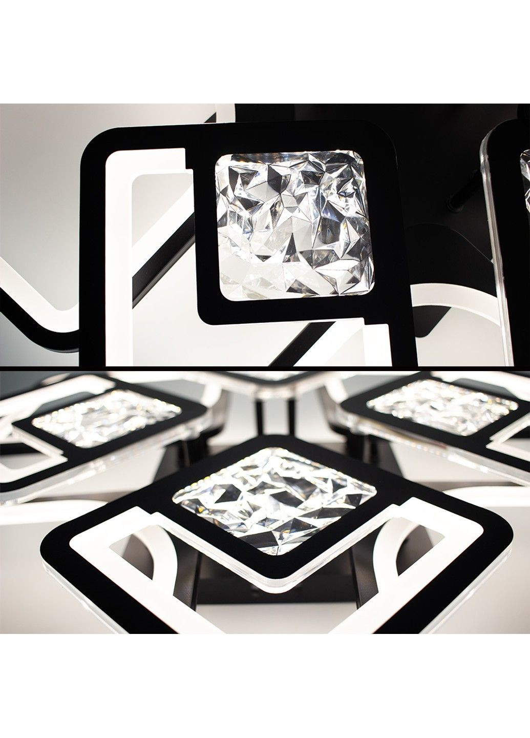 Смарт люстра керована світлодіодна TETRA TWIST ICE 8S 165 Вт 595x595x110 мм Чорна ESLLSE (352261270)