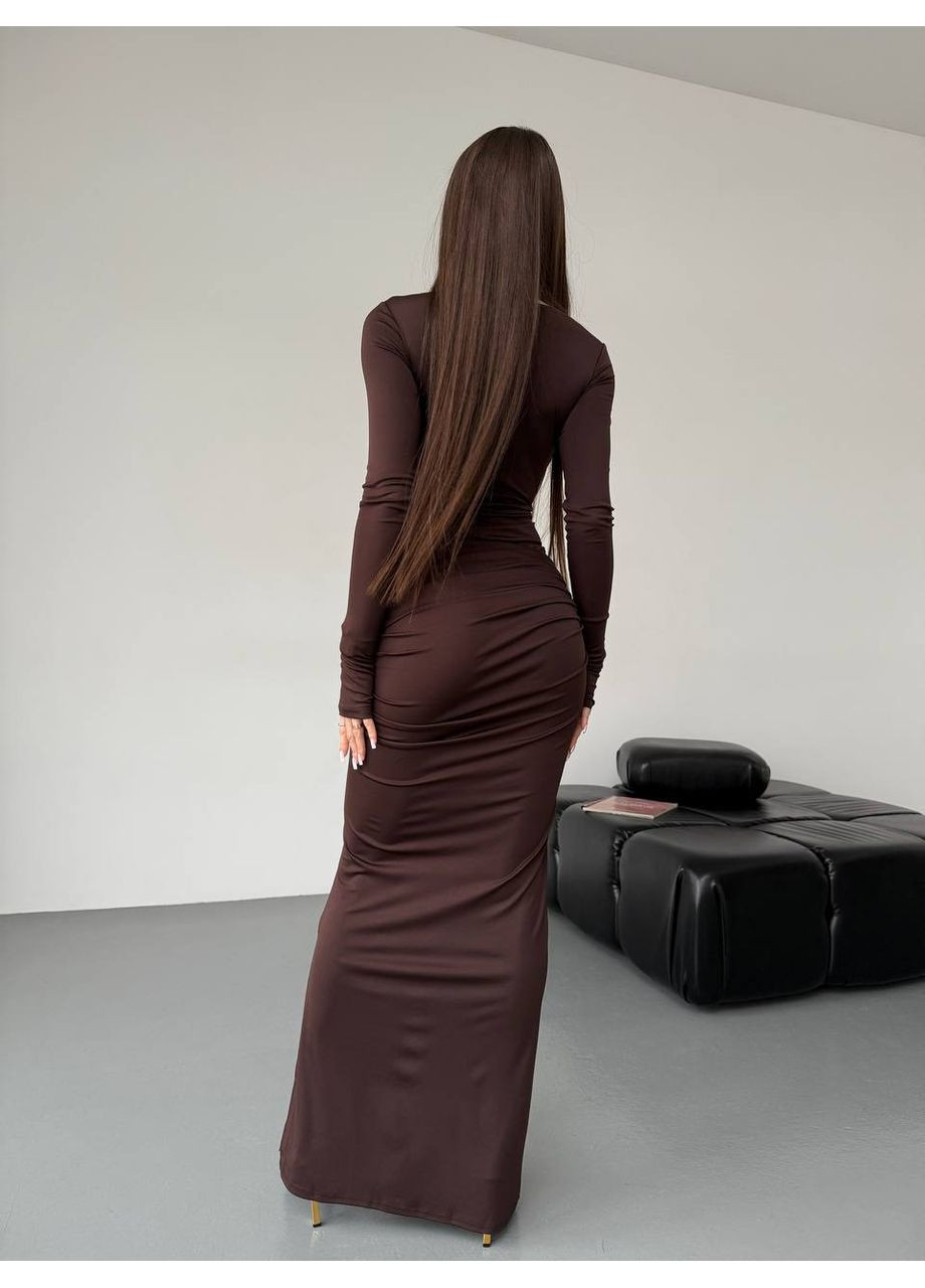 Жіночий вечірній костюм (боді+спідниця максі) коричневого кольору 35931 Fashion (368765740)