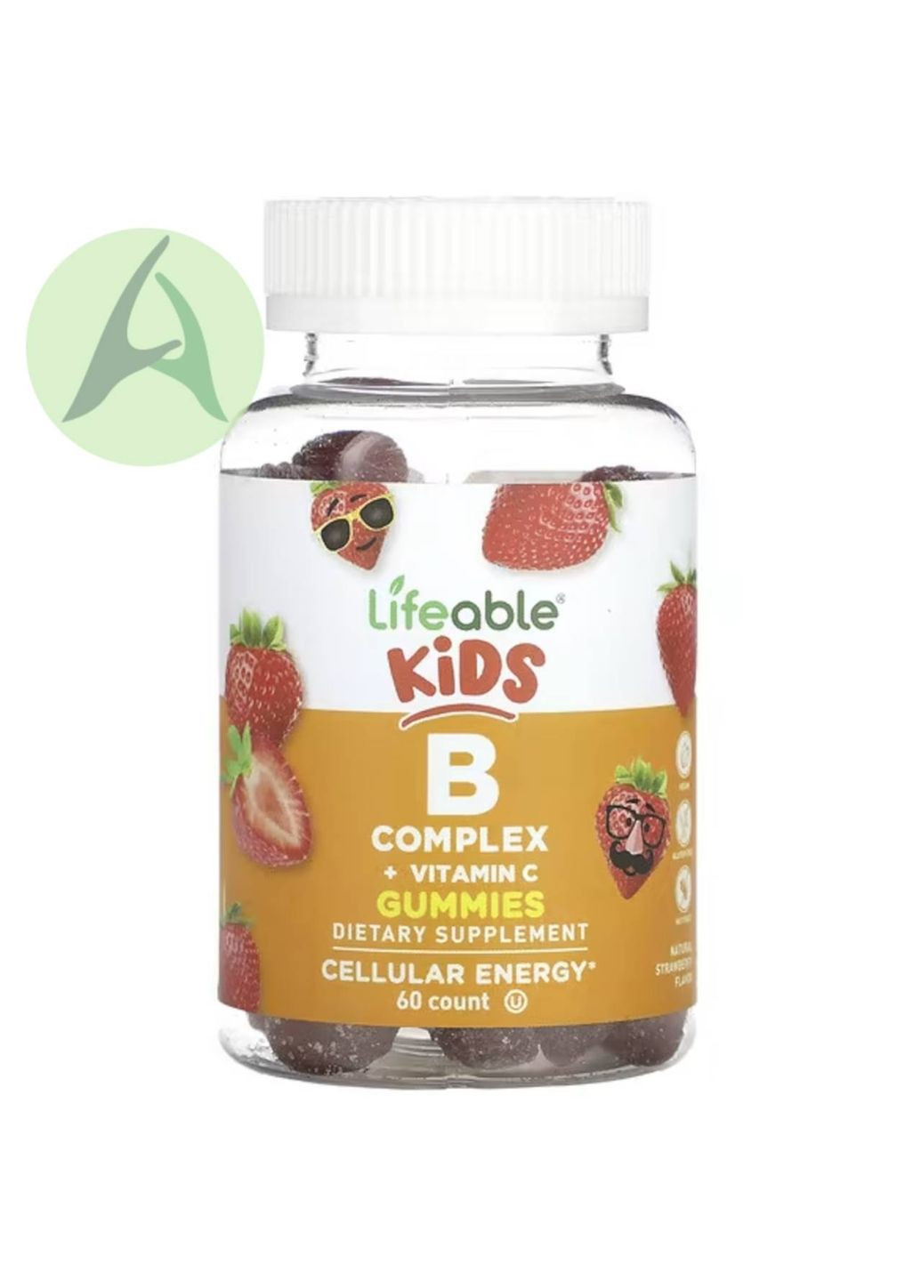 Комплекс вітамінів групи B і C для дітей, полуниця, 60 жувальних таблеток Lifeable (370135402)