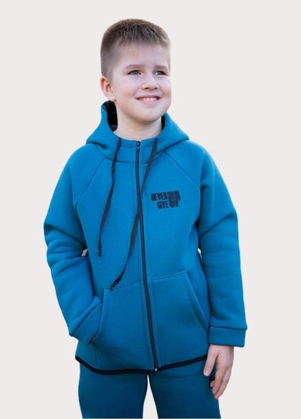 Костюм для мальчика теплый (толстовка+штаны) тринитка 122см морская волна Україна (306744047)