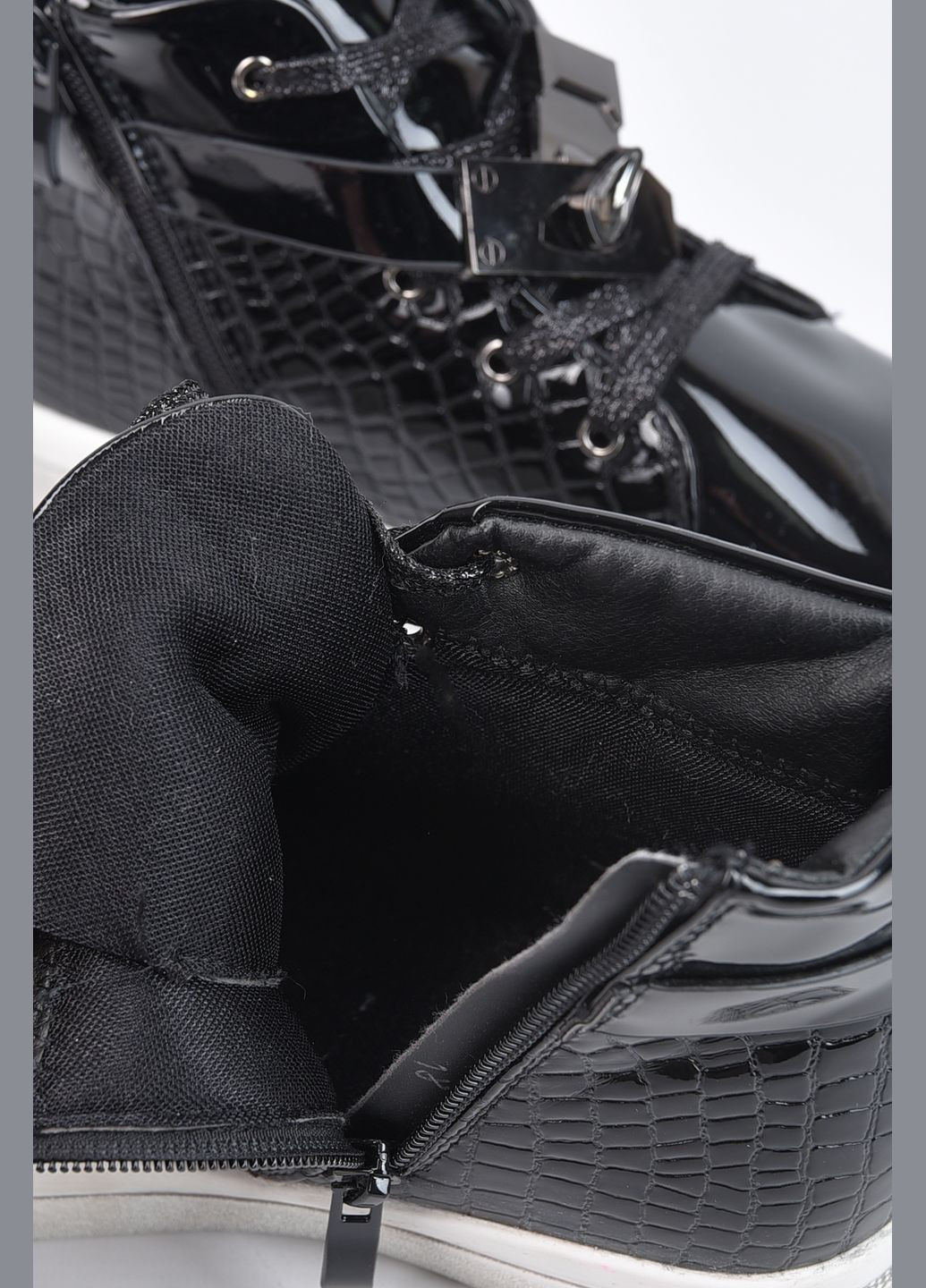 Черные кэжуал осенние ботинки детские демисезон черного цвета на шнуровке Let's Shop