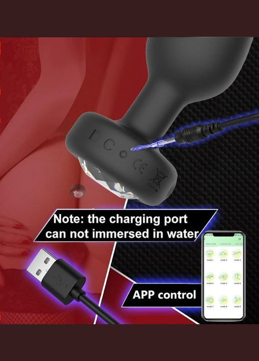 Анальная пробочка 10 режимов вибрации, с управлением от смартфона No Brand (339864643)