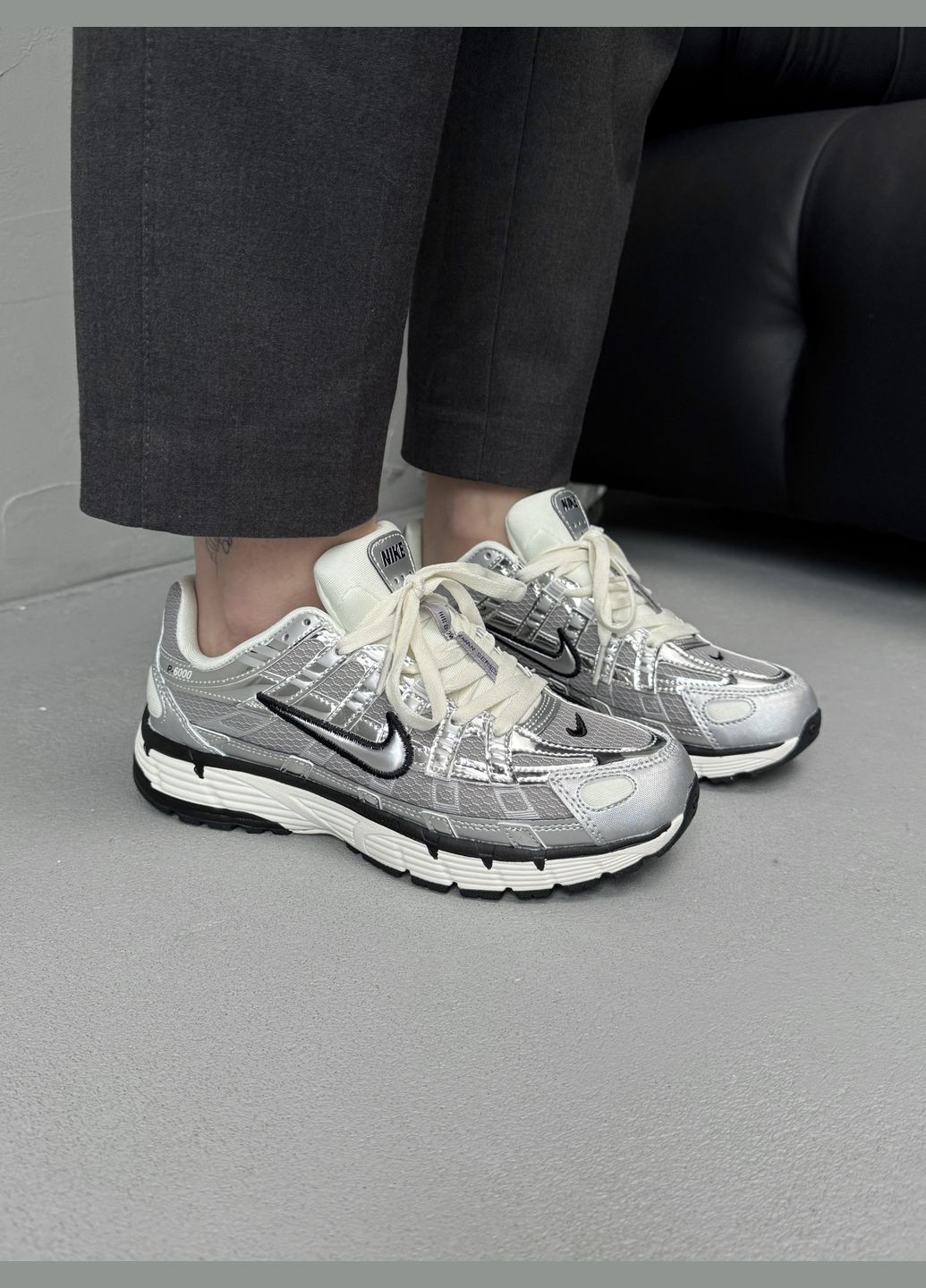 Кросівки жіночі і чоловічі Nike P6000 White Silver Black | Найк Р6000 срібні No Brand срібні демісезони (338793282)