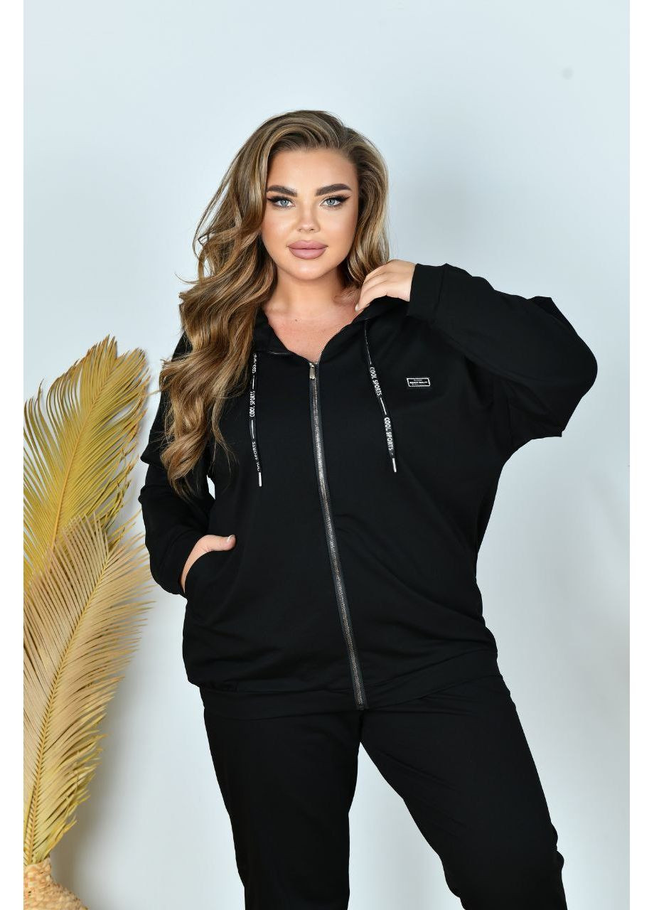 Женский спортивный костюм двойка черный для тренировок и активного отдыха спортивный комплект. New Trend (304647419)