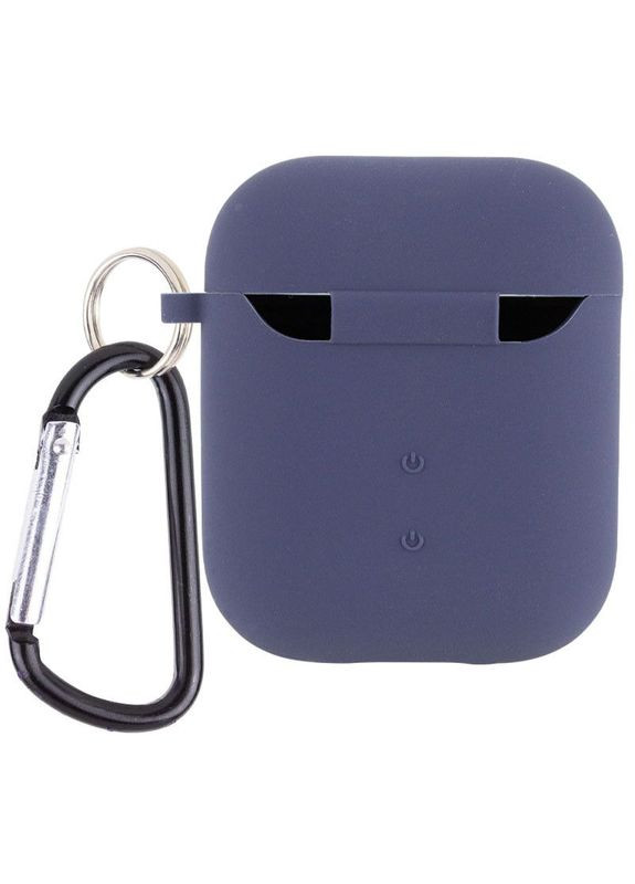Силіконовий футляр з мікрофіброю для навушників Airpods 1/2 Темно синій Epik (372163650)