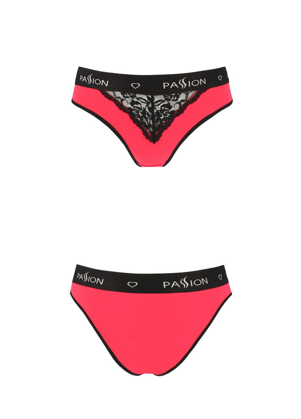 Комбинированный демисезонный трусики с широкой резинкой и кружевом ps001 panties red/black, size Passion