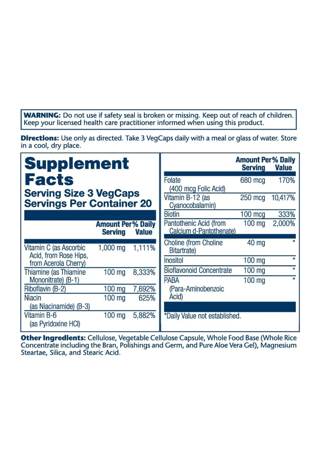 Витамины группы B для нервной системы Mega Vitamin B-Stress 60 капсул поддержка энергии Solaray (367957447)
