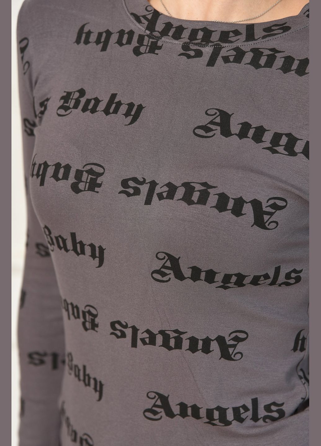 Лонгслів жіночий сірого кольору Let's Shop (346390934)