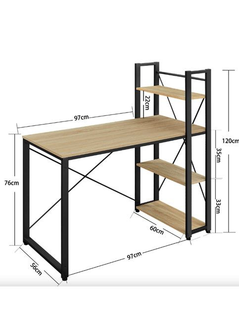 Комп'ютерний стіл Devoko з боковими полицями у стилі Loft натуральний Leobert (362028120)