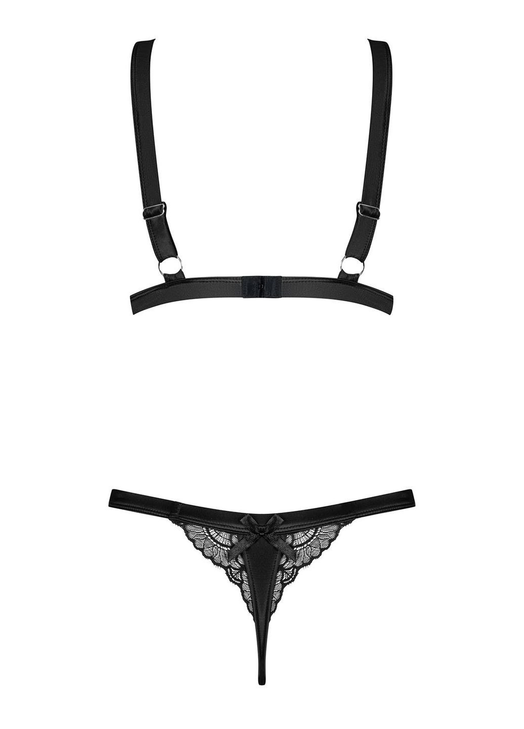 Чорний демісезонний комплект - бюст з трусиками eloissa set Obsessive