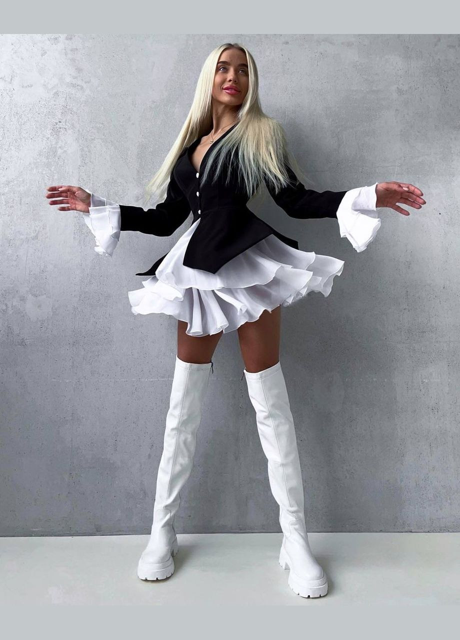 Чорно-білий кежуал сукня N.Family однотонна