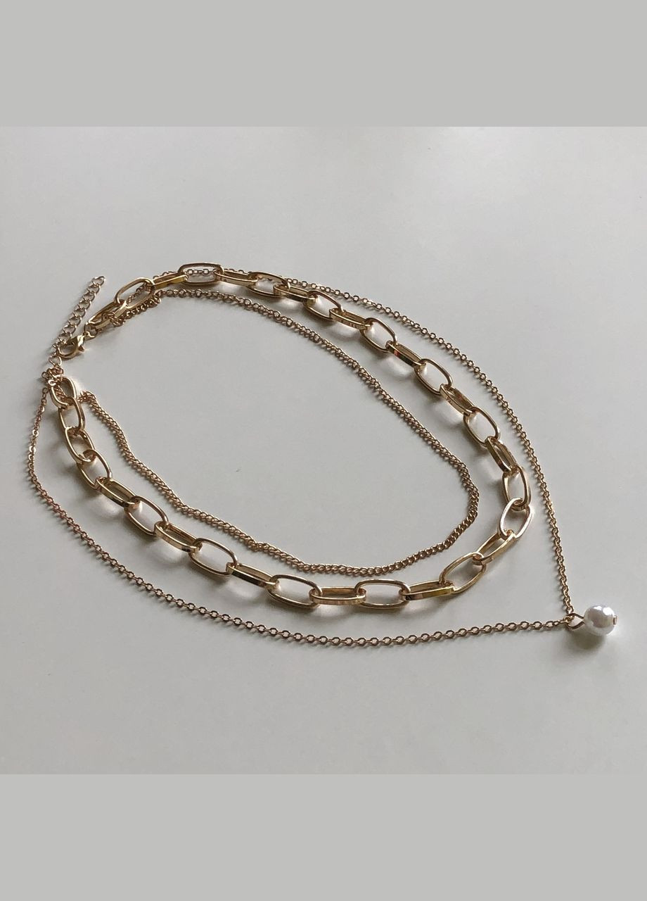 Потрійний ланцюжок з підвіскою кулоном Золотий (12-147) No Brand (314931232)