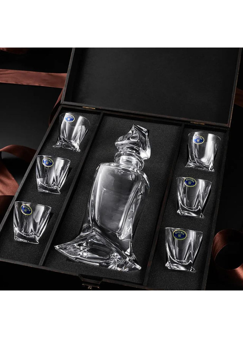 Подарочный набор 6 рюмок Quadro с графином Quadro 500 мл Bohemia (364550542)
