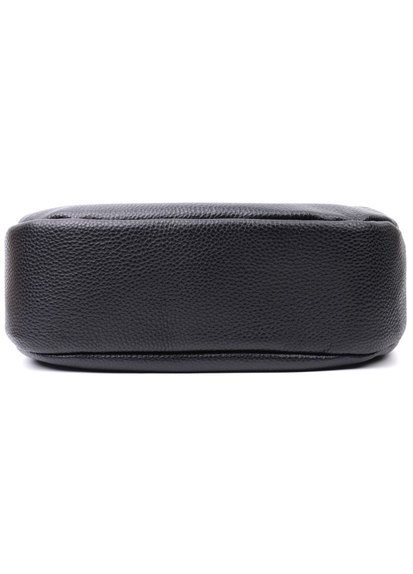 Шкіряна сумка жіноча через плече з незвичайним бігунком брелоком 22615 Чорна Vintage (329195584)