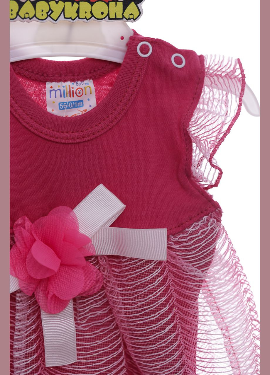 Боді-сукня з коротким рукавом для дівчинки З квіточкою бавовна рожева MiniPapi 56 см (37992) BABYKROHA (297200607)