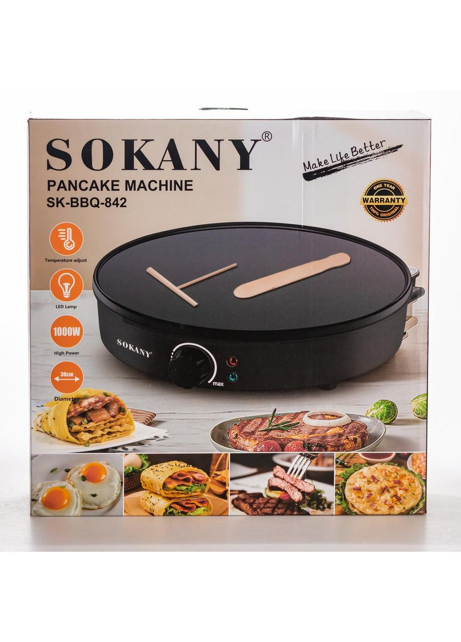 Млинниця електрична Sokany SK-BBQ-842 електромлинниця Ø30 см автоматична млинниця для дому професійна Yiwu (370373413)