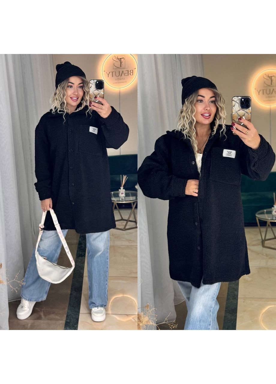 Чорне демісезонне Сорочка-пальто тепла щільний барашек Тедді,Туреччина,на ґудзиках Україна