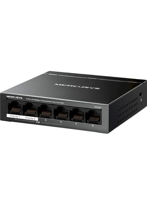 Коммутатор MS106LP, Black, LAN 10/100/1000Mb, 4 порта PoE+ Mercusys (314931352)