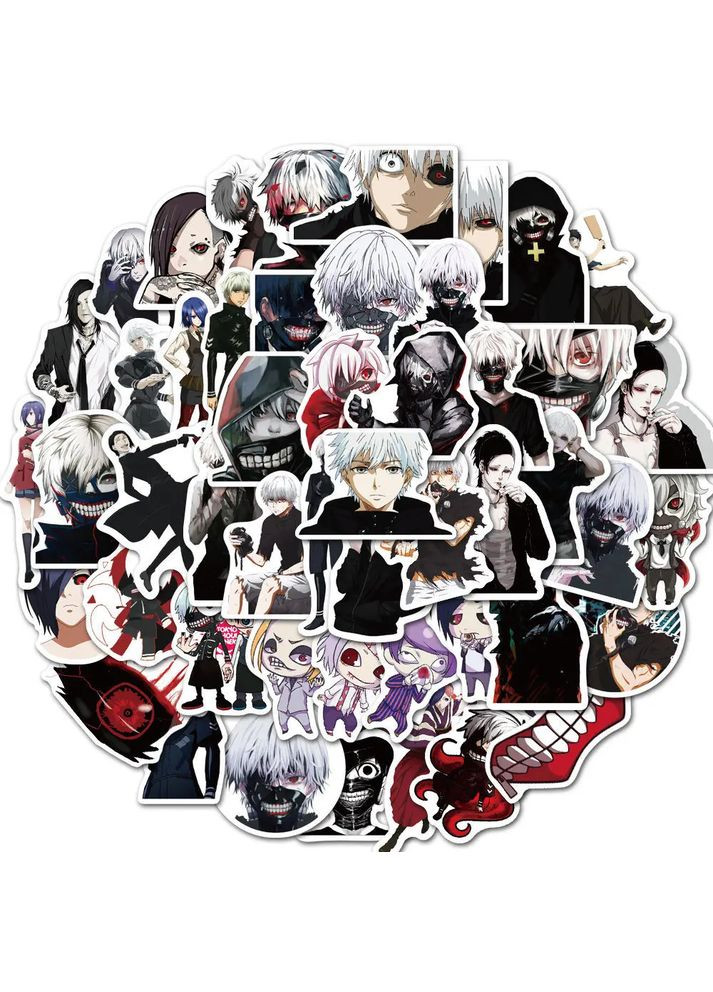 Наклейки вінілові на телефон, Токійський Гуль Аніме стікери для ноутбука Набір 10шт No Brand (323141520)