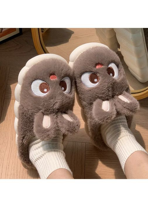 Тапочки жіночі домашні милі та м'які Зайчик 38-39 розмір. Коричневий. No Brand (356731167)